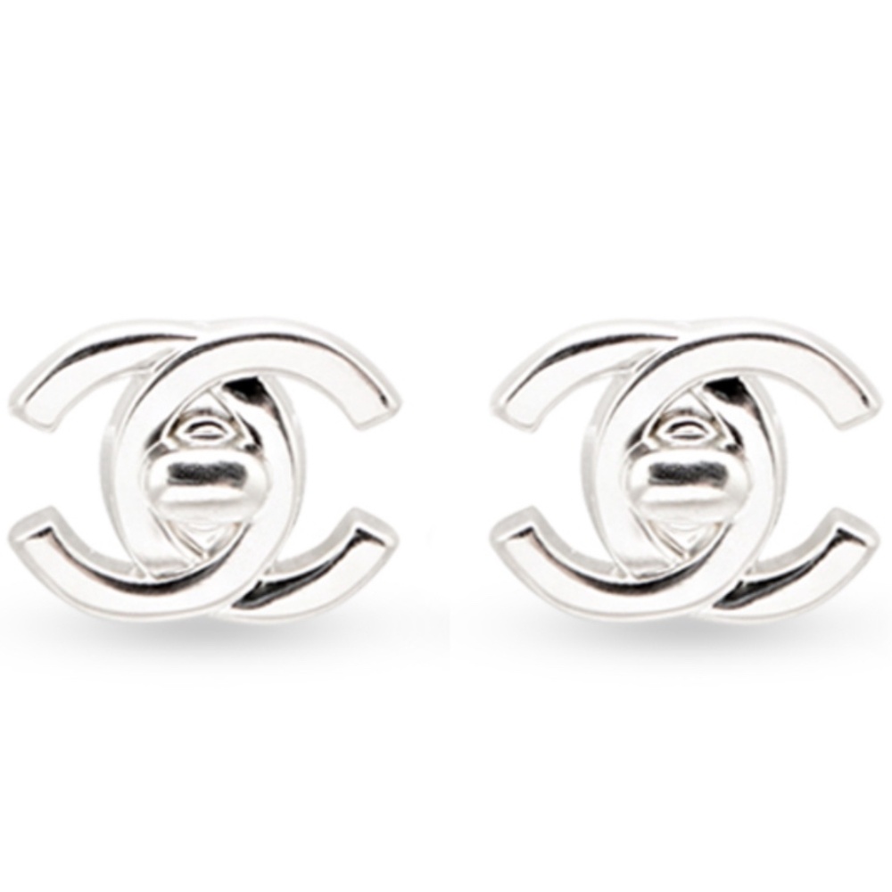 Chanel Turnlock Clip On Earrings Silver
